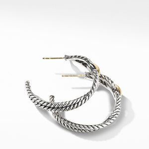 David Yurman Cable Loop Silver 18k Gold Hoop Earrings
