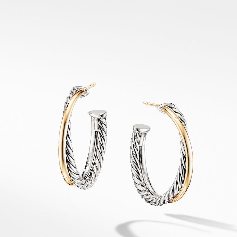 David Yurman Crossover Medium Hoop Earrings with 18K Yellow Gold – NAGI