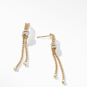 David Yurman Helena Box Chain Earrings in 18K Yellow Gold with Diamonds