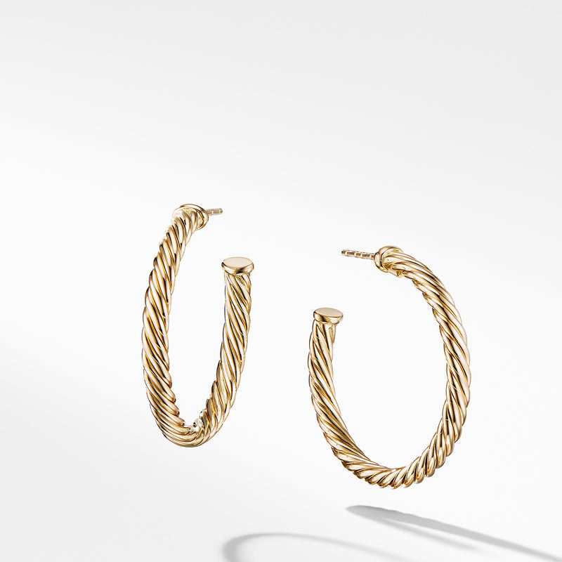 David Yurman Cable Spira Hoop Earrings in 18K Yellow Gold – NAGI