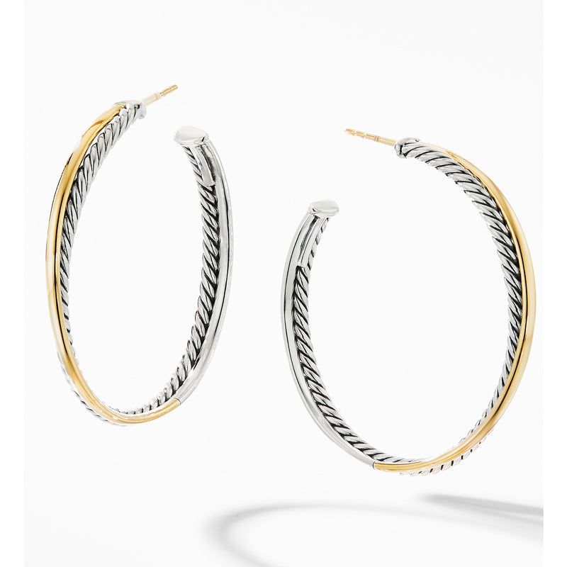 David Yurman Crossover XL Hoop Earrings with 18K Yellow Gold