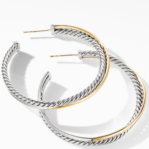 David Yurman Crossover XL Hoop Earrings with 18K Yellow Gold