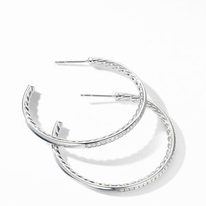 David Yurman Diamond Hoop Earrings 38MM