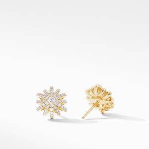 David Yurman Starburst Small Stud Earrings in 18K Yellow Gold with Pave Diamonds