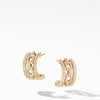 David Yurman Stax Chain Link and Pave Huggie Hoops in 18K Yellow Gold