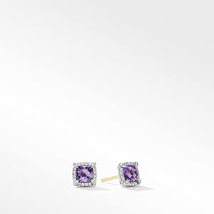 Petite Chatelaine Pave Bezel Stud Earrings with Diamonds 5MM