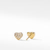 David Yurman Heart Stud Earrings in 18K Yellow Gold with Pave Diamonds
