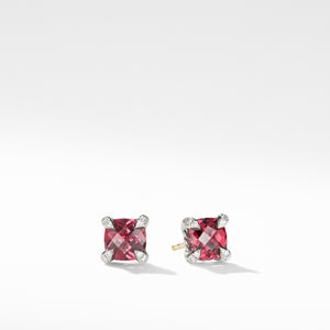David Yurman Chatelaine 6MM Stud Earrings with Rhodalite Garnet and Diamonds
