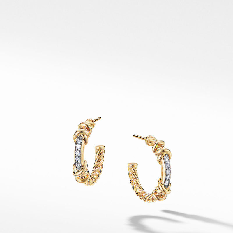 Petite Helena Hoop Earrings in 18K Yellow Gold with Diamonds