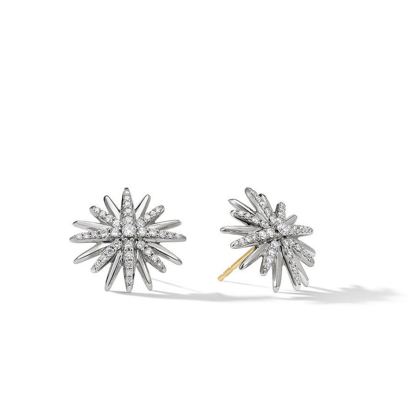 David Yurman Starburst Stud Earrings with Pave Diamonds 19MM