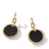 DY Elements Drop Earrings 18K Yellow Gold with Black Onyx and Pavé Diamonds