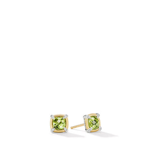 Petite Chatelaine Stud Earrings with 18k Yellow Gold Bezel & Pave Diamonds