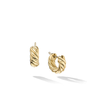 David Yurman Sculpted Cable Hoop Earrings in 18K Yellow Gold, 5.4MM