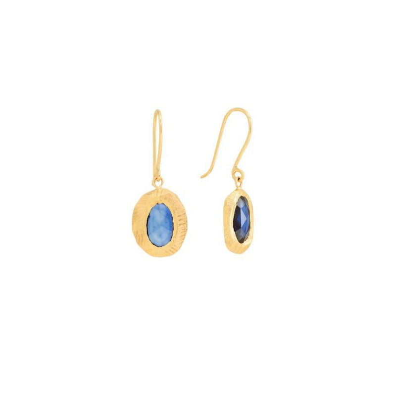 Page Sargisson 18k Gold Dark Blue Sapphire Drop Earrings