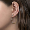 Gabriel 14K Yellow Gold Prong Set 40mm Round Classic Diamond Hoop Earrings