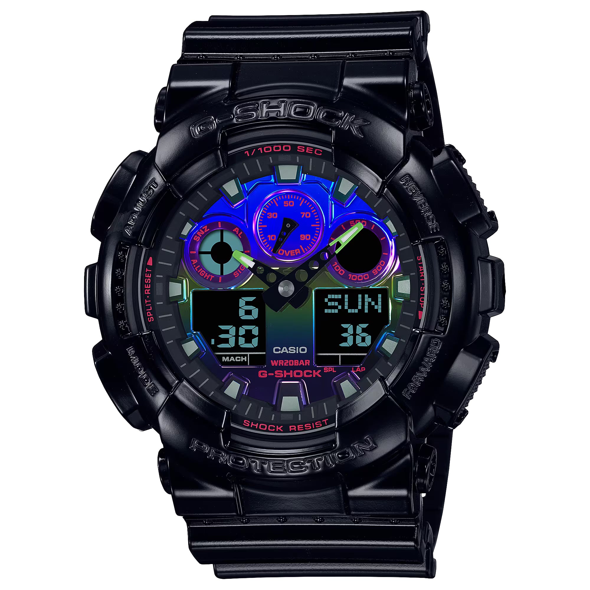 G-Shock Garish Rainbow Series GA2100RGB-1A, ブラック 並行輸入