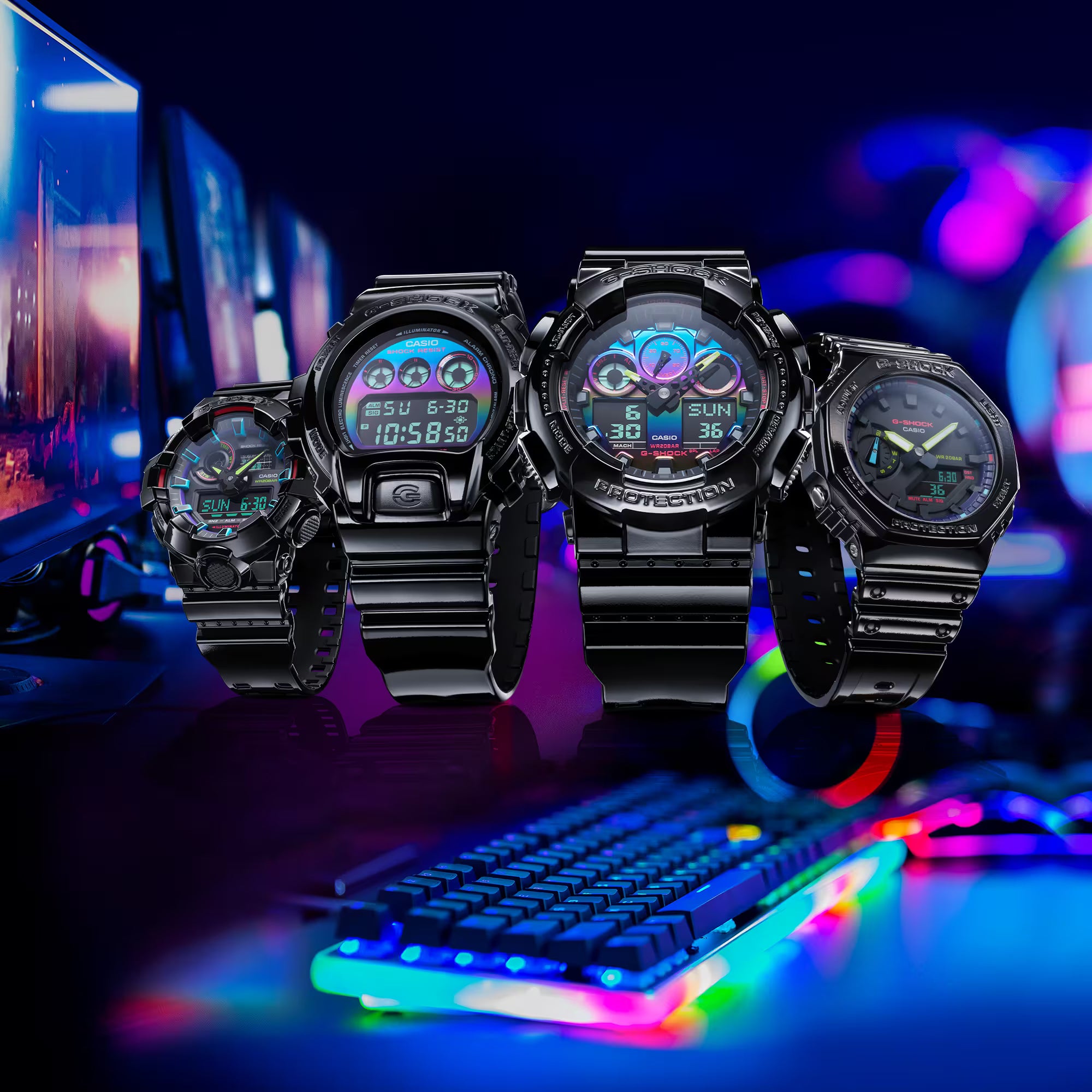 CASIO G-SHOCK GA700RGB-1A Rainbow Glossy Black Gamers Watch – NAGI