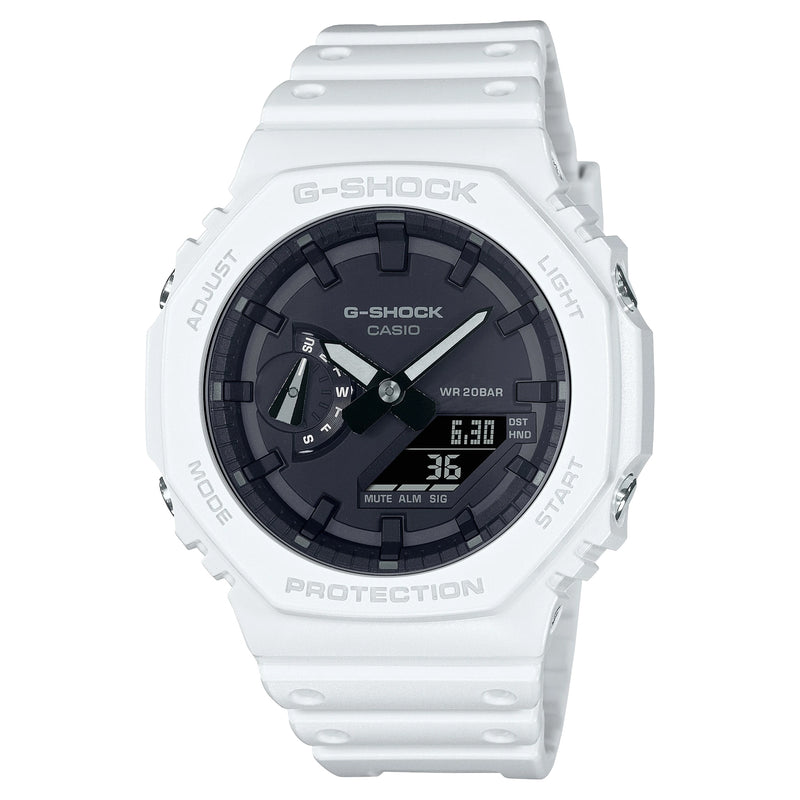 Casio G-Shock White Watch Black Dial CasiOak GA2100 Series GA2100