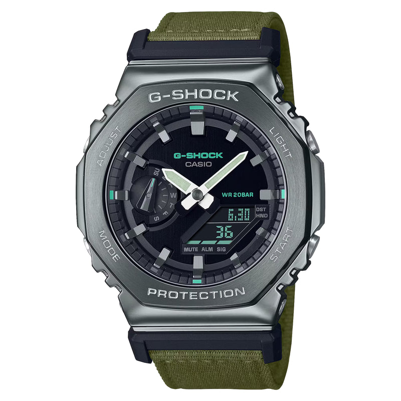 Casio G-Shock Metal Bezel CasiOak GM2100CB-3A GM2100 Ultility Watch Green Canvas