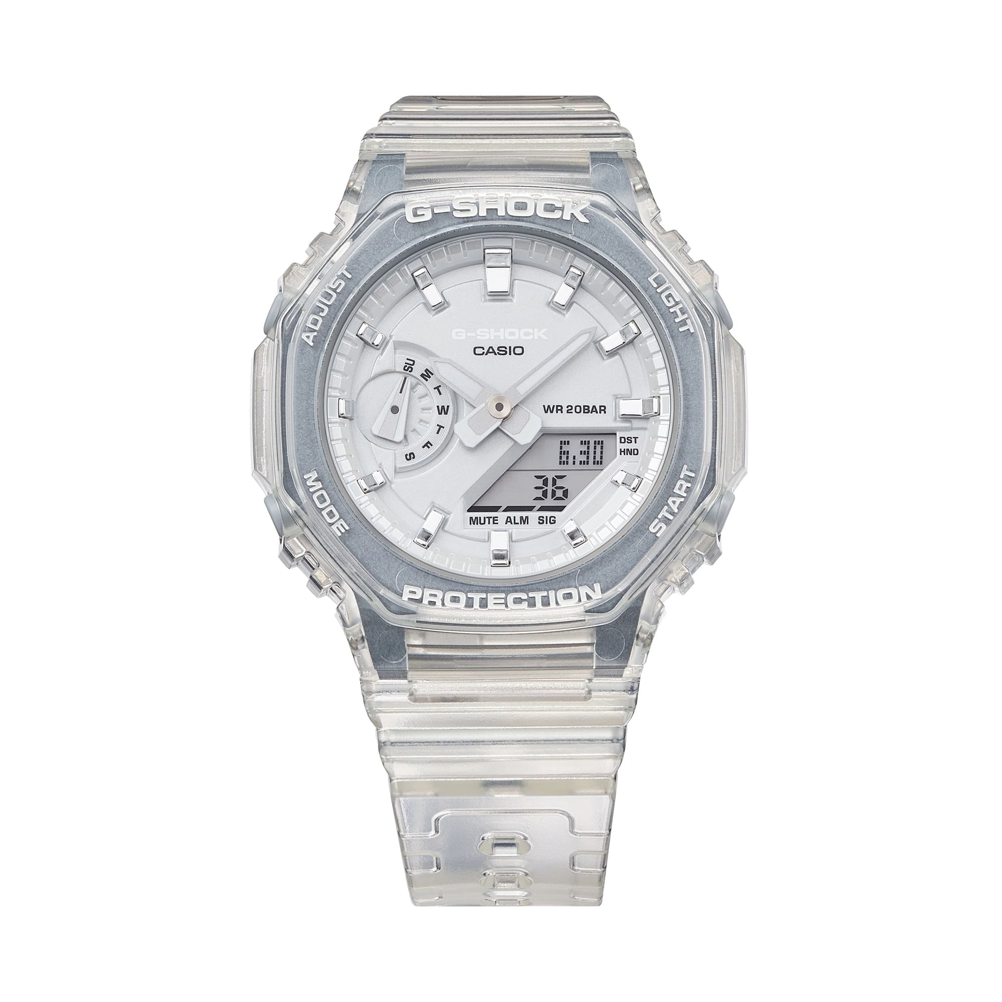 Casio G-Shock GMA-S2100 “Mini CasiOak” Clear White Skeleton Metallic Watch  GMAS2100SK-7A