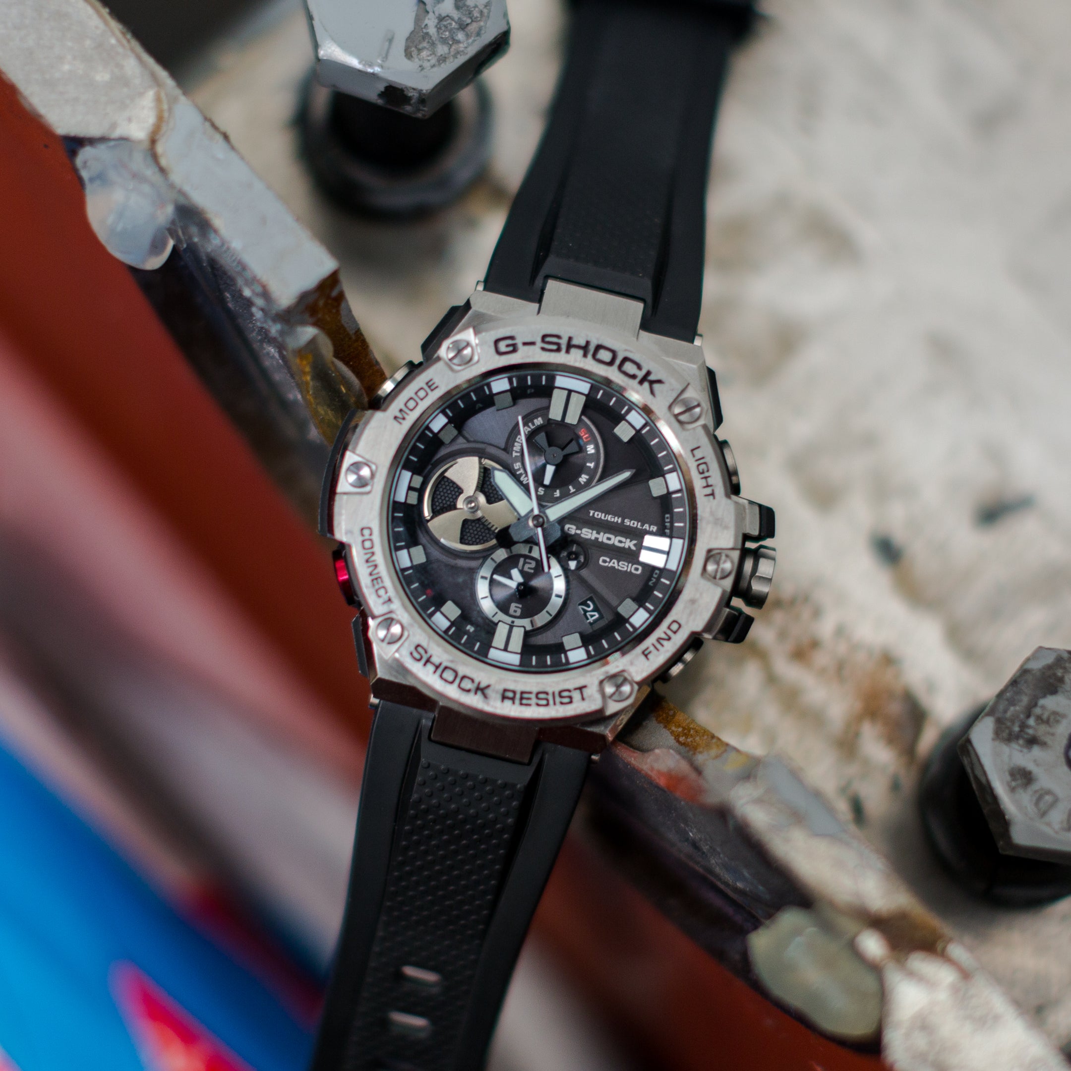 Casio G-Shock G-Steel Layer Guard Structured Stainless Steel Case Watch  GSTB100-1A