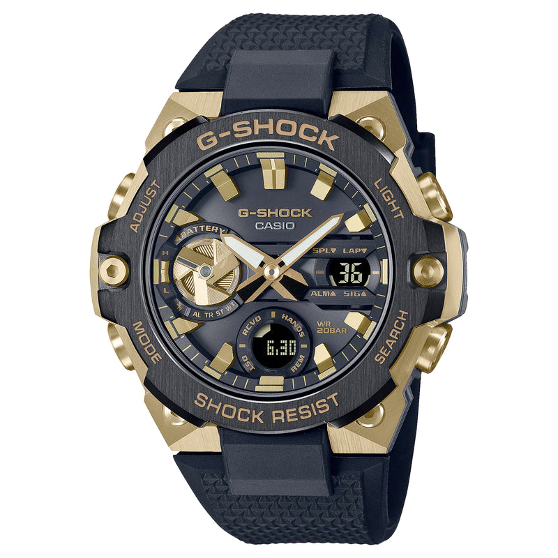 Casio G-Shock G-Steel Black Stay Gold Watch GSTB400GB-1A9 Solar