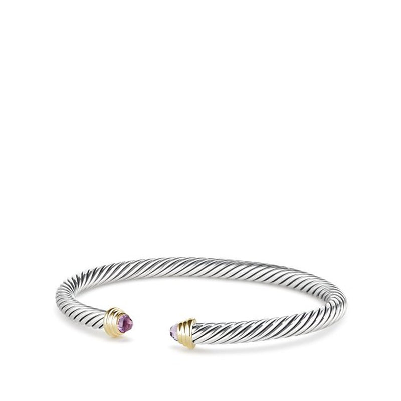 David Yurman Cable Collectibles Kids Birthstone Bracelet with Amethyst and 14K Gold, 4mm