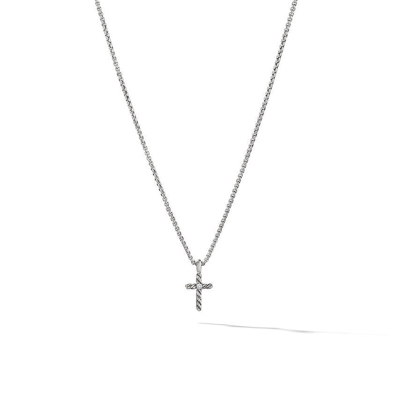 David Yurman Cable Collectibles Kids Cross Necklace in Sterling Silver with Center DiamondDavid Yurman Cable Collectibles Kids Cross Necklace in Sterling Silver with Center Diamond