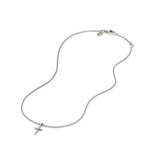 David Yurman Cable Collectibles Kids Cross Necklace in Sterling Silver with Center Diamond
