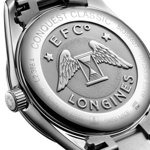 Longines 34MM Conquest Classic Quartz Blue Dial Rose Markers Watch L23864926