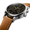 Longines Record 40MM Automatic Black Matte Dial Gold Accents Dial Calf Leather Watch L29214562