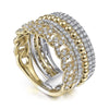 Gabriel 14K White-Yellow Gold Wide Band Layered Diamond Easy-Stackable, 11.4MM