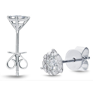 Memoire Diamond Bouquets Three Prong Diamond Stud Earrings