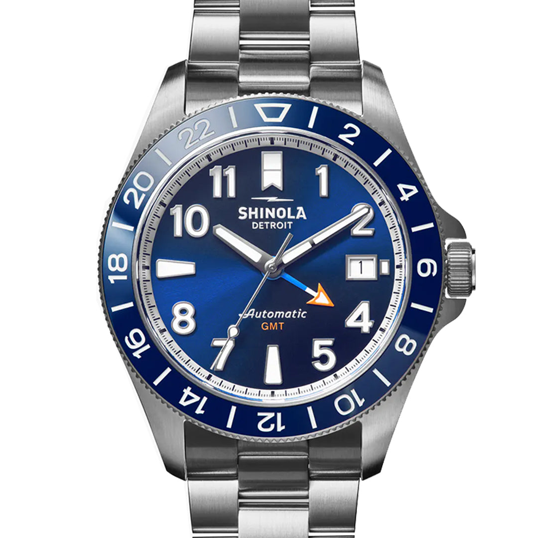 Shinola 40MM Monster GMT Automatic Navy Blue Dial Extra Ocean Plastic Strap  Watch S0120247286