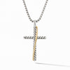 David Yurman Crossover Cross Necklace with Sterling Silver and 18K Yellow Gold