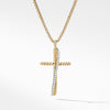 David Yurman Crossover Cross Necklace in 18K Yellow Gold with Pave Diamonds