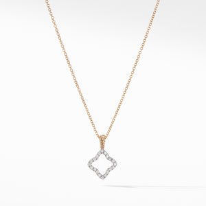 David Yurman Cable Collectibles Quatrefoil Pendant with Diamonds in Gold on Chain