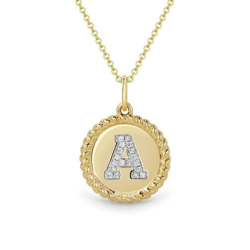 Madison L. Initial A charm pendant/necklace with diamonds