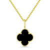 Madison L. 14K Yellow Gold 4-Leaf Clover Black Onyx Necklace
