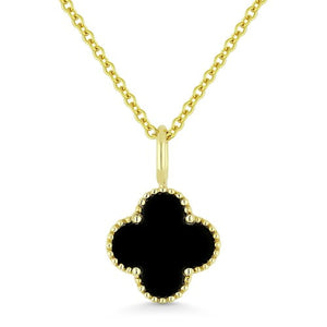 Madison L. 14K Yellow Gold 4-Leaf Clover Black Onyx Necklace