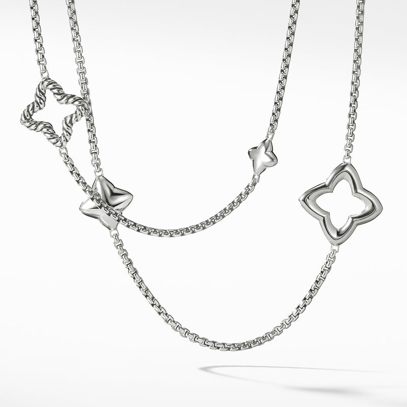 David Yurman Silver Quatrefoil Chain Necklace