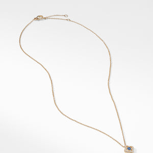 David Yurman Venetian Quatrefoil Necklace with Blue Sapphire and Diamonds in 18K Gold
