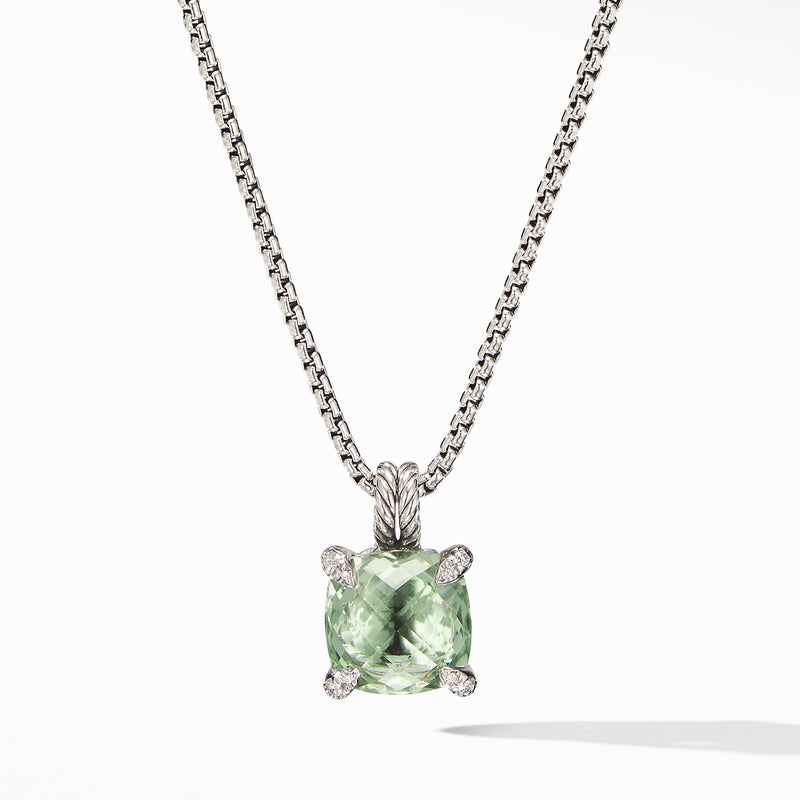 David Yurman Chatelaine Pendant Necklace with Prasiolite and Diamonds 11mm