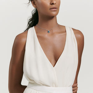David Yurman Chatelaine Pave Bezel Pendant Necklace with Hampton Blue Topaz and Diamonds 11mm