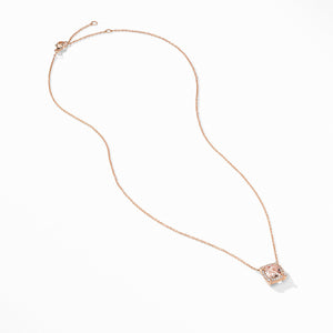David Yurman Chatelaine Pave Bezel Pendant Necklace in 18K Rose Gold with Morganite