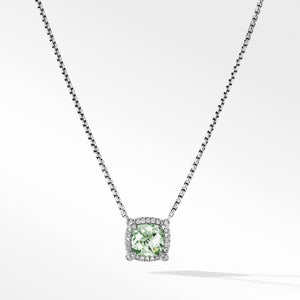 Petite Chatelaine Pave Bezel Pendant Necklace with Diamonds 7MM