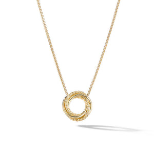 David Yurman The Crossover Collection Mini Pendant Necklace in 18K Yellow Gold with Diamonds