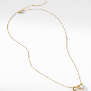 David Yurman Double Heart Pendant Necklace in 18K Yellow Gold with Diamonds