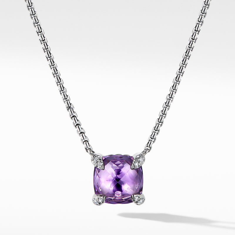 David Yurman Chatelaine Pendant Necklace with Amethyst and Diamonds 8mm