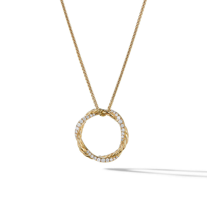 David Yurman Petite Infinity Pendant Necklace in 18K Yellow Gold with Pave Diamonds